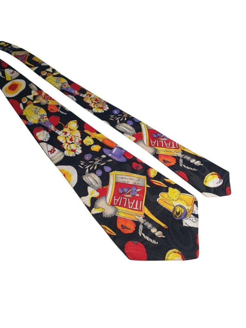 Carter & Holmes Silk Novelty Necktie Italy Food Drink Kitchen Waiter Restaurant